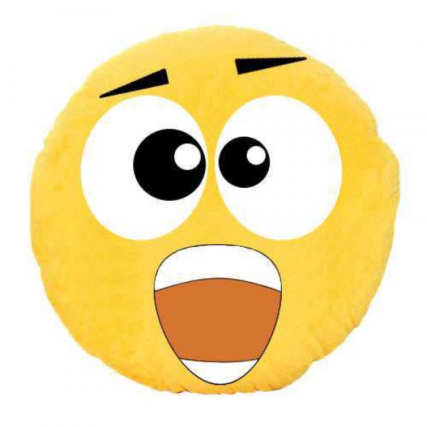 Soft Smiley Emoticon Yellow Round Cushion Pillow Stuffed Plush Toy Doll (Scared)